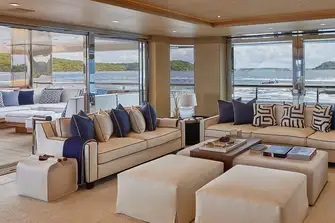 The glass-walled main saloon is an outstanding space