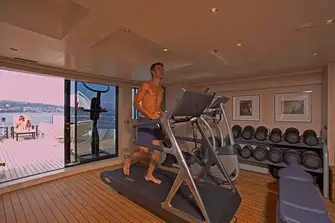The sun deck has a dedicated gym
