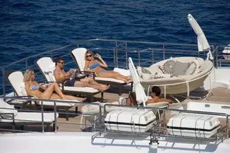 A jacuzzi (bottom right) and expansive, adaptable deck spaces