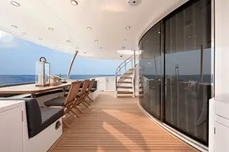 Open-air dining on the main deck aft