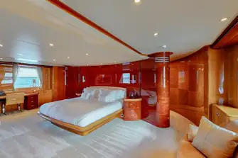 Like the VIP suite, the owner's suite is full beam and forward on the main deck