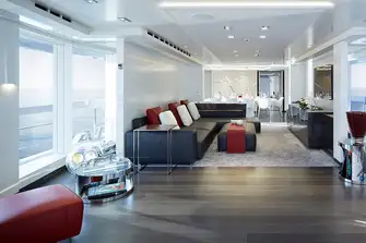 The main saloon combines open-plan simplicity with zonal living
