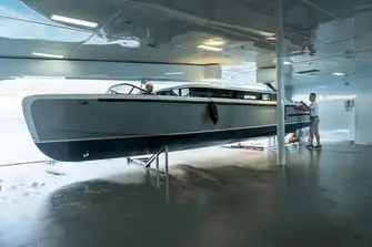 The garage for her custom tenders is on the lower deck