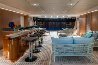 The lower deck's Ocean Lounge beach club is vast