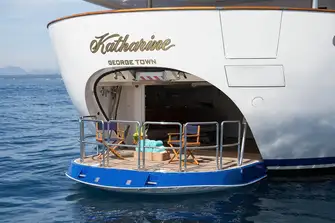 The beach club swim platform...