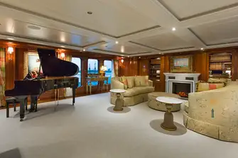 The sky lounge with fireplace and picture windows