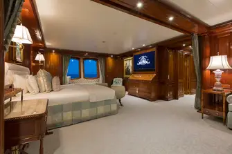 The full beam owner's suite forward on the main deck