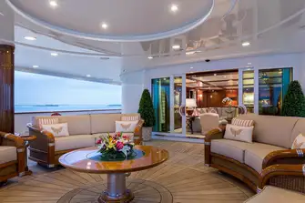 A convivial lounge on the main deck aft