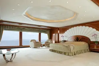 Vast master suite on a dedicated owner's deck