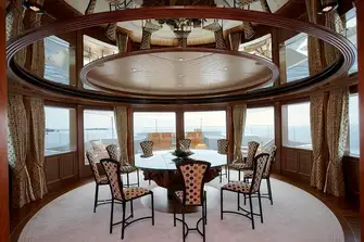 Panoramic views from the sun deck's climate-controlled dining room