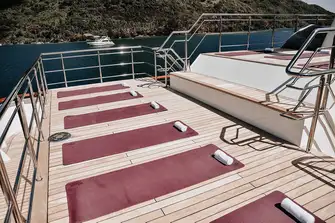 Yoga area on the flybridge deck