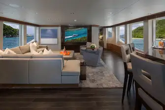Large picture windows in the sky lounge