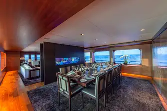 Main deck dining area and saloon aft