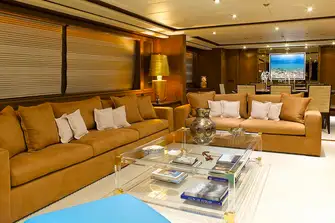 The main saloon with formal dining forward