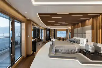 The aft-facing master suite has its own terrace and jacuzzi
