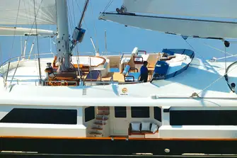 Sun pads, lounge and dining on the flybridge and sidedeck lounges where you can feel the natural power