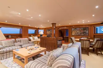 The main saloon with the formal dining saloon through the door forward