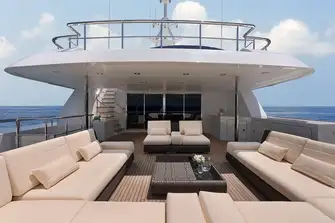 SUNONE - The large sun lounge on the bridge deck aft