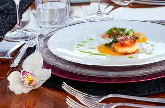 Seared local scallops and prawn ceviche - the chef is a genius