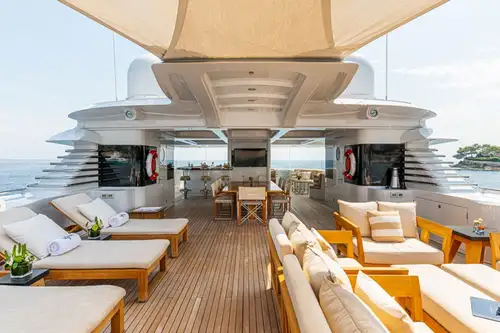 Sun deck loungers and seating area 